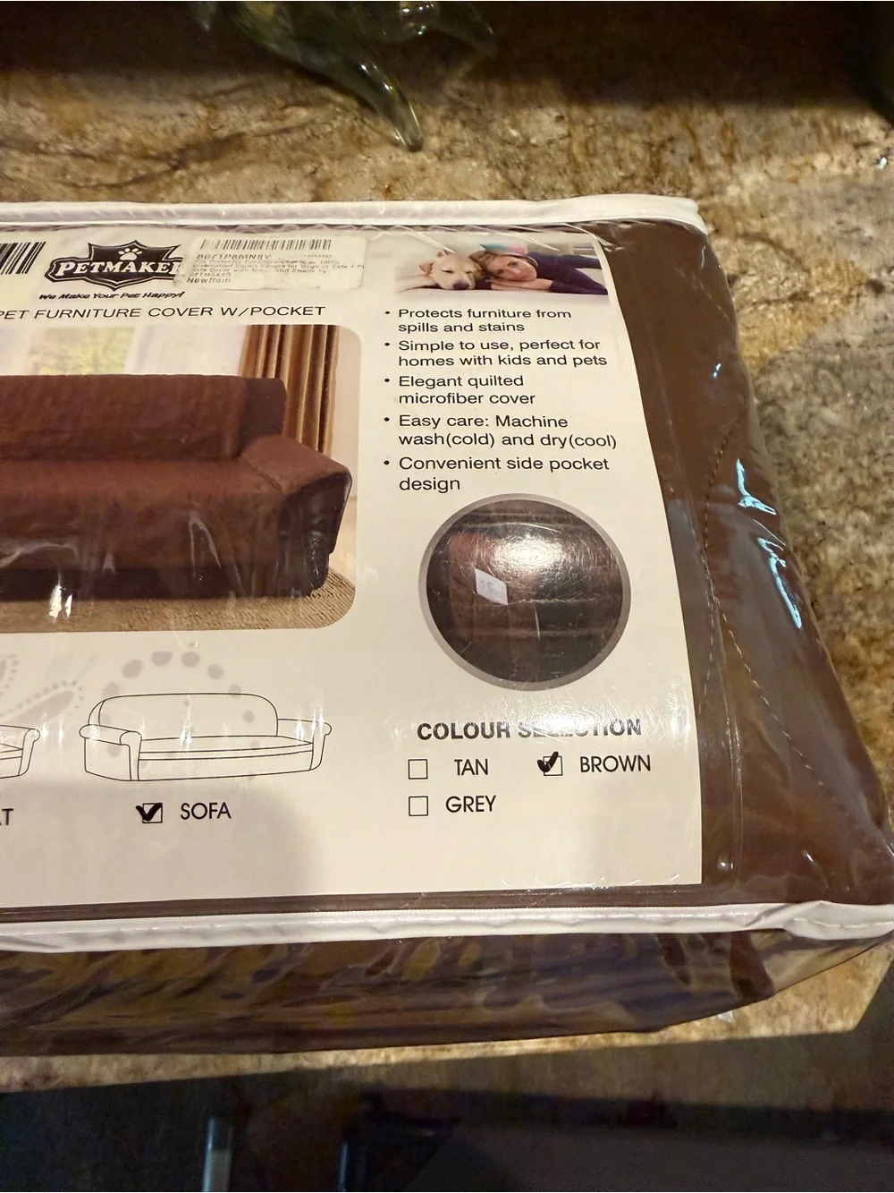 Petmaker Waterproof Quilted Brown Pet Furniture Cover with Pocket